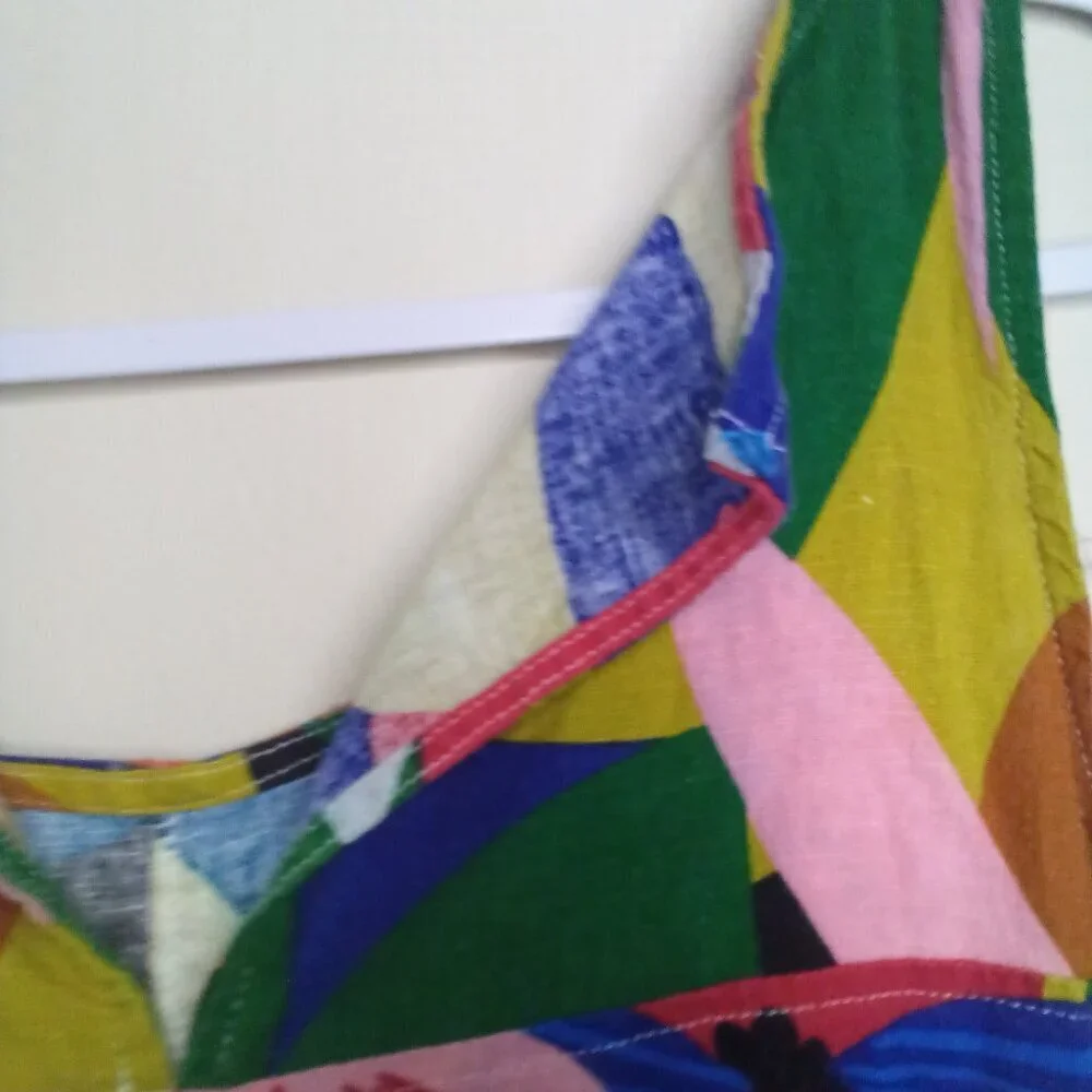 For Cynthia Dress Women XL Sleeveless Loud Pattern Linen Blend Colorful - Picture 16 of 16